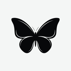 Download a simple, clean butterfly silhouette on a plain white background. Perfect for minimalist decor, crafts, prints, and modern design projects.