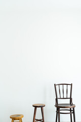 Three different wooden chairs in minimalist interior