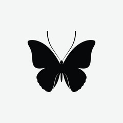 Download a simple, clean butterfly silhouette on a plain white background. Perfect for minimalist decor, crafts, prints, and modern design projects.