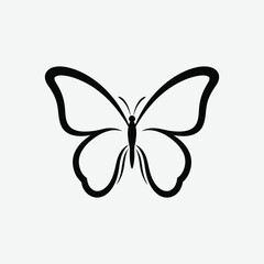 Download a simple, clean butterfly silhouette on a plain white background. Perfect for minimalist decor, crafts, prints, and modern design projects.