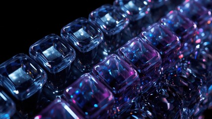 Geometric crystal cubes reflecting iridescent light abstract background