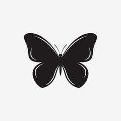 Download a simple, clean butterfly silhouette on a plain white background. Perfect for minimalist decor, crafts, prints, and modern design projects.