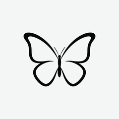 Download a simple, clean butterfly silhouette on a plain white background. Perfect for minimalist decor, crafts, prints, and modern design projects.