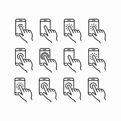 Touchscreen Gestures Icon Set for User Interface and Mobile Application Design Concepts