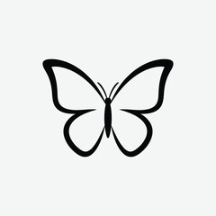 Download a simple, clean butterfly silhouette on a plain white background. Perfect for minimalist decor, crafts, prints, and modern design projects.
