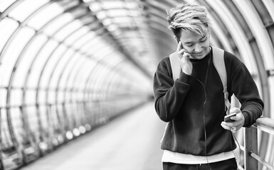 A man in sportswear run outdoors monochrome photo