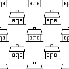 Seamless pattern of house icons in outline style