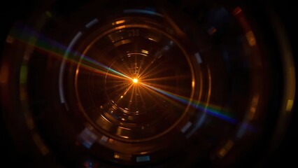 Glowing orange light source with rainbow lens flare image