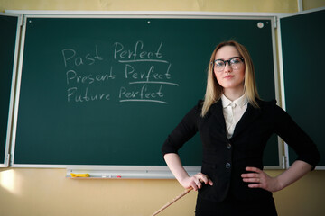 Young teacher in school class