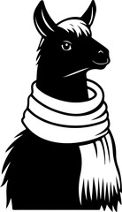 llama wearing scarf illustration