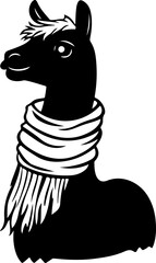 llama wearing scarf illustration