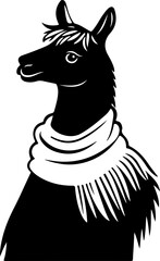 llama wearing scarf illustration