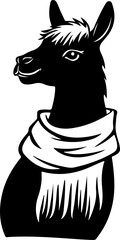 llama wearing scarf illustration