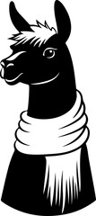 llama wearing scarf illustration