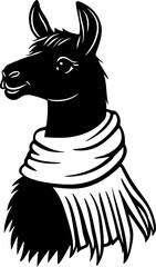 llama wearing scarf illustration