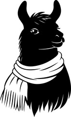 llama wearing scarf illustration
