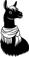 llama wearing scarf illustration