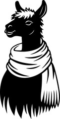 llama wearing scarf illustration