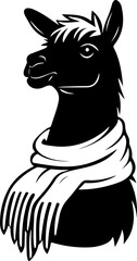 llama wearing scarf illustration