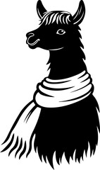 llama wearing scarf illustration