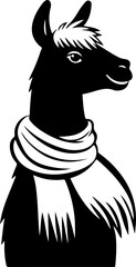 llama wearing scarf illustration