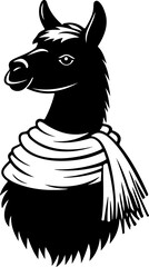 llama wearing scarf illustration