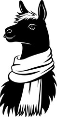 llama wearing scarf illustration