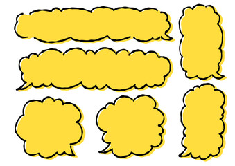 手書きの吹き出しイラストセット、シンプル、吹き出し