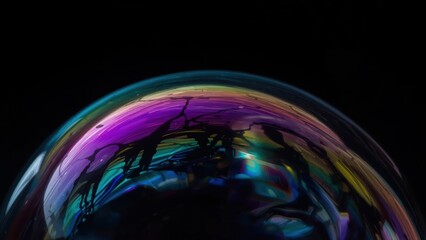 Iridescent sphere surface with dark patterns bubble rainbow