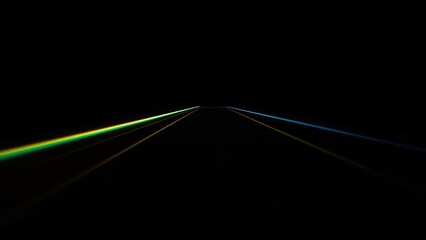 Light spectrum lines converging in darkness abstract