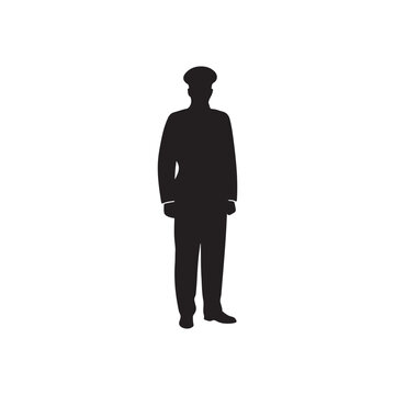 Army commander silhouette vector flat illustration design on white background