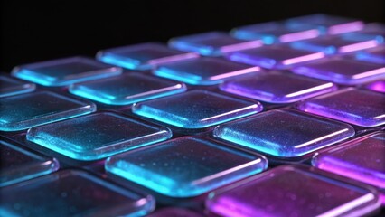 Translucent square keys illuminated with vibrant blue and purple light keyboard