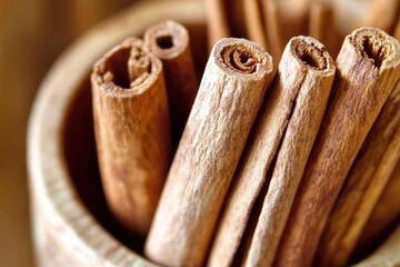 Circular Arrangement of Overlapping Cinnamon Sticks in Light Brown with Closeup detail - Heap