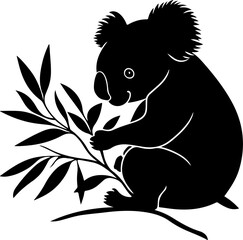koala with eucalyptus leaves illustration