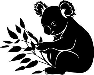 koala with eucalyptus leaves illustration