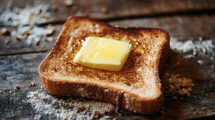Close-up of toasted bread with butter.