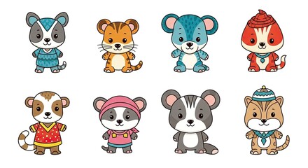 cartoon cat wearing colorful costume