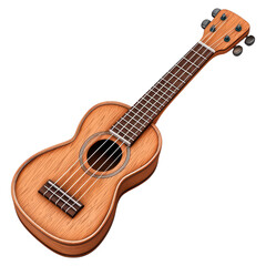 Obraz premium Wooden ukulele with six strings and a smooth finish isolated on transparent background.