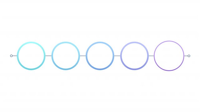 Financial data blue gradient circle infographic 5 steps template animation. Sequence options HD video. Animated blank diagram visualization. Process layout empty design element. Motion graphics