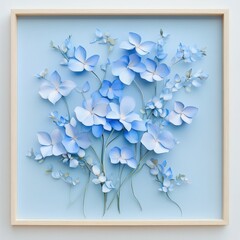 Delicate arrangement of light blue flowers.