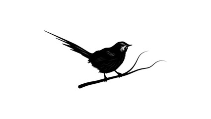 Chotoy Spinetail bird, black isolated silhouette