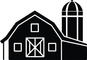 barn with silo icon vector