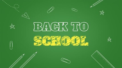 Back to school chalkboard. Reveal Animation text of back to school with rough texture. Suitable for marketing campaign, and welcome messages. - Powered by Adobe