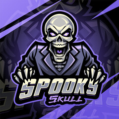 Spooky skull esport mascot logo design