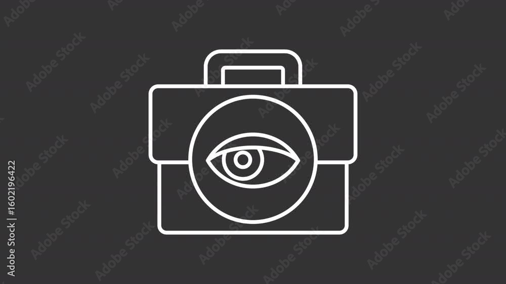 Aufkleber corporate transparency white line animation. business process review animated icon. blinking eye, mo