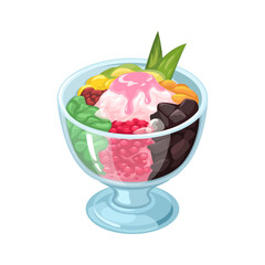 Mixed Shaved Ice Dessert AKA Es Campur Popular Indonesian Dessert Illustration Vector