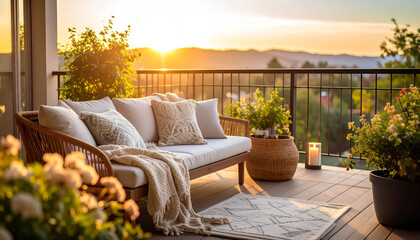 Sunset Balcony Relaxation Scene.