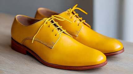 Vibrant Yellow Shoes: A Bold Statement in Footwear Design Set Against Modern Minimalism