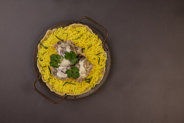 Mansaf, Jordan National Dish Made Of Lamb Meat, Yogurt And Rice. 