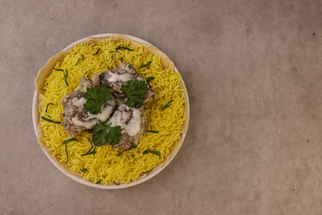 Mansaf, Jordan National Dish Made Of Lamb Meat, Yogurt And Rice. 